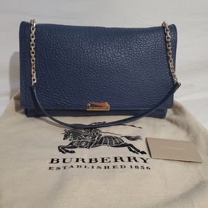 Burberry Blue Grain Leather Large Mildenhall Shoulder bag